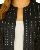 Studded black fringe leather vest